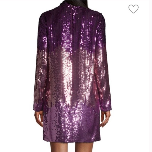 Kate Spade Ombre Sequin Long Sleeve Dress in Pink and Purple - Picture 7 of 9